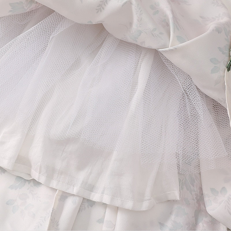 Baby Girls Summer Dress Kids Floral Printed Princess Ball Gowns Children Casual Vintage Frocks Toddlers Soft Cute