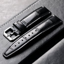Handmade Strap 20MM 21MM 22MM Black Genuine Leather Soft Genuine Leather Strap for Mark Pilot Men's