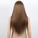 Brown Long Straight Human Hair Wigs With Bangs For Women Hair