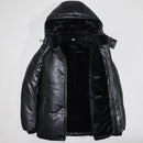 Men's Leather Winter Jacket – Genuine Removable Faux Fur Lining Casual