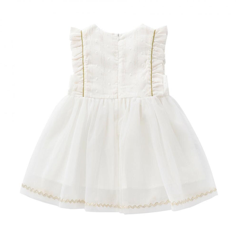 Baby Girl White Dress Babies Flying Sleeve Vest Dresses Toddler Summer Casual Clothes Ruffle 1-3 Years Frocks