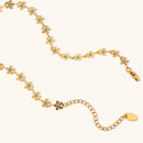 Elegant blue enamel floral handmade chain Bracelets stainless steel women's jewelry