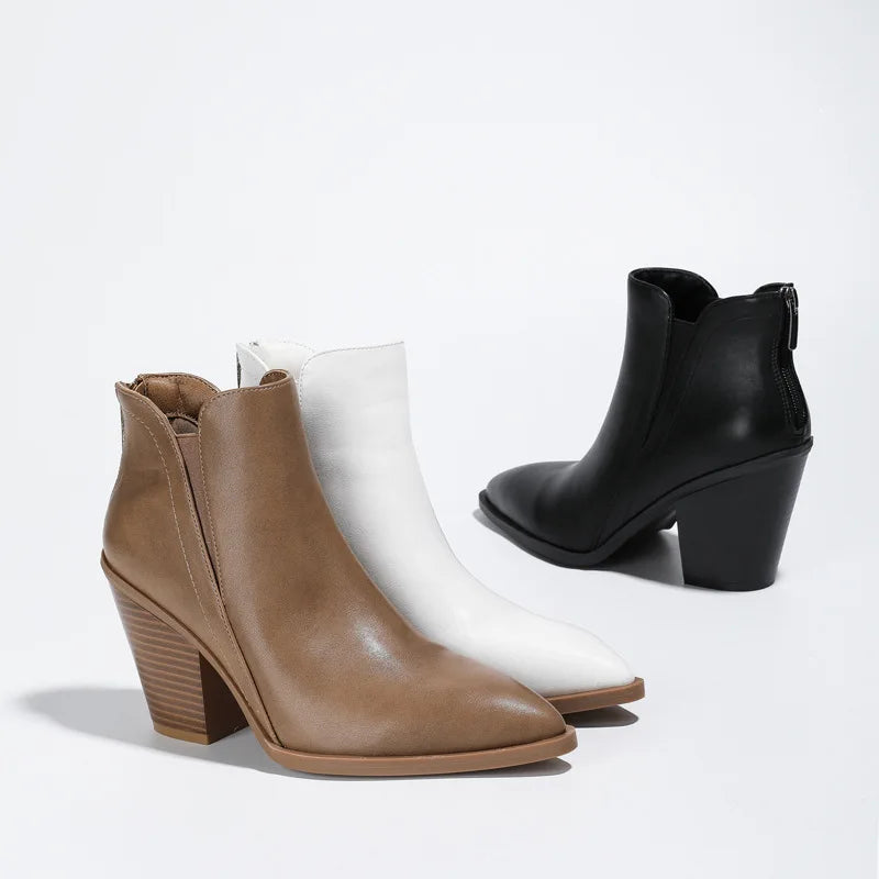 Leather Ankle Boots Autumn Shoes For Women