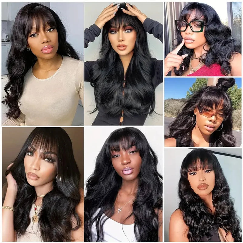 Wave Hair Wigs With Bangs Wet and Wavy Wig Natural Wigs Human Hair Wigs