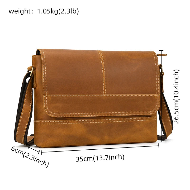 Men's Leather Shoulder Bag Genuine Leather Crossbody Bags Messenger Bag For Man Male Outdoor Sling Bag Retro