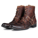 Full Grain Leather Retro Casual Ankle Boots Men's Motorcycle Wear-Leather Work Chelsea Shoes