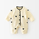 Autumn Baby Girls Clothes Full Of Heart Infant Knit Jumpsuits Toddler Rompers Infant Knitwear
