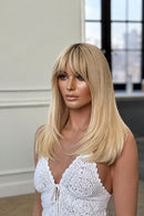 Ombre Blonde Bob Straight Human Hair Wigs With Bangs Transparent 13x6 HD Lace Frontal Wig 16inches 13x4 Short Wig