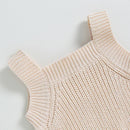 Newborn Baby Girl Boy Fall Sweater Romper Casual Sleeveless Square Neck Solid Color Knit Bodysuit Jumpsuit Infant Outfit