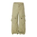 Spliced Cargo Pants Men Retro Distressed Safari Loose Wide Leg Pants Men Trousers