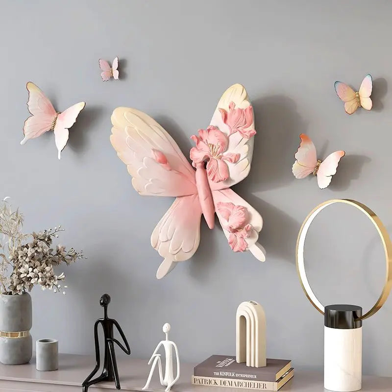Resin Butterfly Statue Nordic Home Decor Living Room Wall Decor Animal Figurine Indoor Modern Art Dining Room Wall Decoration