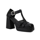 T-Strap Metal Square Buckle Narrow Hollowed Out Women Sandals Platform Heel Sandals