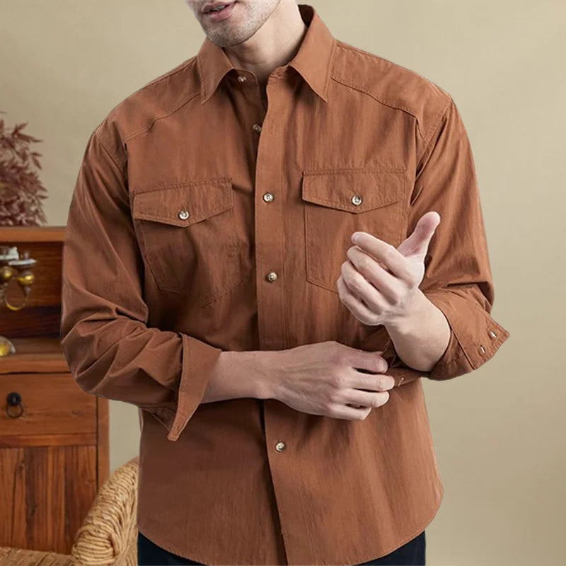 Luxury Solid Pocket Men Shirts Shirt Social Party Dress Shirt Men Clothing