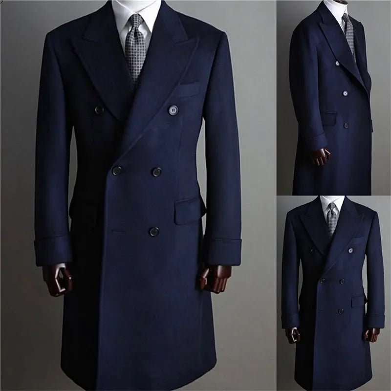 Autumn Winter Men Suits Long Coat Thick Wool Men Jacket England Blazer