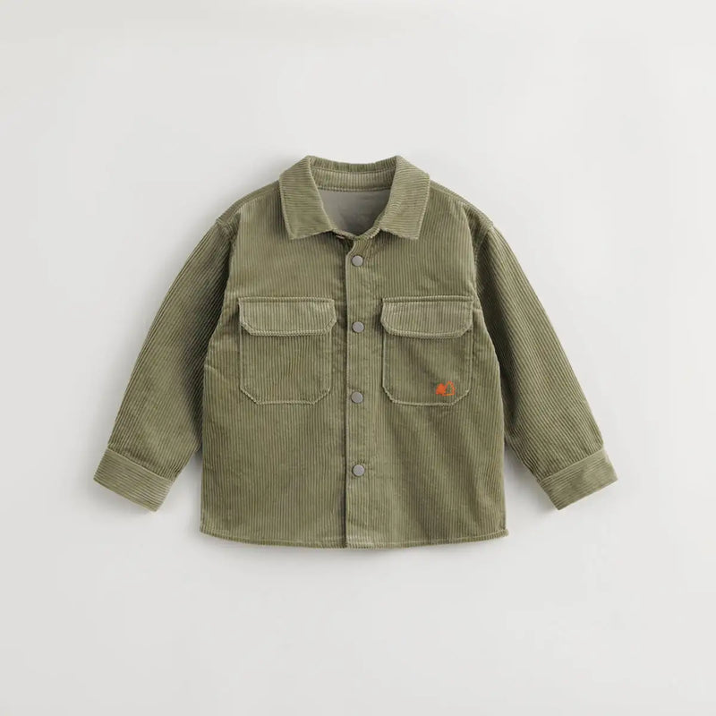 Outdoor Style Boys Cotton Soft Corduroy Shirt for Autumn