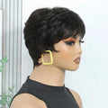 Short Wigs for Women Pixie Cut Human Hair Wigs Short Layered Pixie Wig With Bangs Glueless Made Chocolate Brown