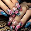 Nails for women girls flowers Mushroom beach for Summer Autumn Press on false nail tips