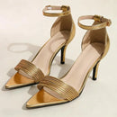 Luxury Woman Sandals Pumps Dress Shoe Female Concise Hollow Ankle Strap Narrow Band Heels for Ladies