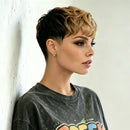 Pixie Cut Human Hair Wig Blonde Ombre Short Curly Soft Layer Hair Wig For Black Women All Daily Occasions