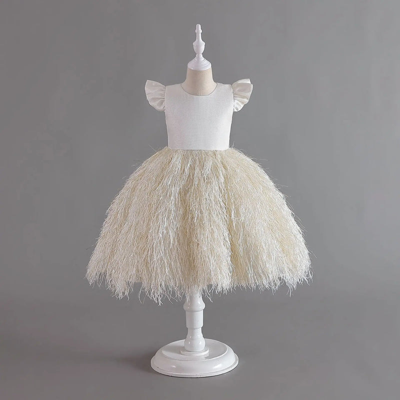 Dress Flower Girl Wedding Dress Performance Dress Little Flying Sleeves Girls Dress