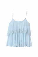 Summer Tiered Ruffles Lace Decoration Halter Top Vest Women's Chic Camisole