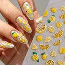 Embossed Lemon Nail Art Summer Fruit Designs Nail Decals Long Lasting DIY Manicure Nails Decor
