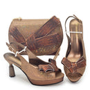 beautiful Shoes And Bag Sets For Evening Party With Stones Leather Handbags Match Bags
