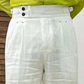 Linen Straight Leg Pant Naples High Waist Suits Retro Men Dress Pant Trouser
