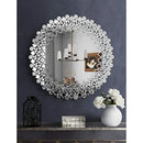 Gorgeous Round Wall Mirror HD Silver Mirror Stone Decor Luxury Home Decor Sturdy Frame Easy Mount