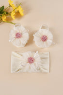Baby Socks Headband Set Lace Flower Jacquard Anti-Slip Cotton 0-12 Months Newborn Gift Set Infant Girl Accessories