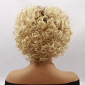 Women's wig, golden gradient short curly hair full headpiece suitable for daily parties