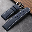 Carbon Fiber Grain Leather Watchband 20 22 24MM Cark Blue Vintage Men's Bracelet For Soft Men's Bracelet