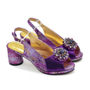 Latest Purple Shoe and Bag Set for Women Shoe and Bags Set for Party Elegant Wedding Shoes Bride