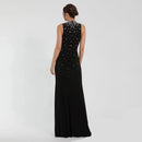 Evening Dresses for Lady Silver Stones Mermaid Prom Gown Black Party Dresses