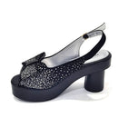 Women's Elegant Black Chunky Heel Platform Peep Toe Slingbacks Sandals & Clutch Bag Set