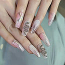 Silver Butterfly Shiny Rhinestone Wearable Translucent Nails Finished Nails Press on Nails