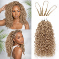 Kinky Curly Feather Crochet Hair Extensions Honey Blonde Knotless Curly Human Hair Pre Separated For Women