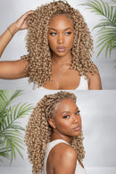 Kinky Curly Feather Crochet Hair Extensions Honey Blonde Knotless Curly Human Hair Pre Separated For Women