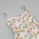 Summer women's clothing, temperament print and lace suspender dress Women's slim high slit party sexy dress