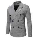 Elegant Men Suits Jackets Vintage Double Breasted Plaid Dress Coat for Men Formal Blazers