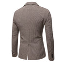 Elegant Men Suits Jackets Vintage Double Breasted Plaid Dress Coat for Men Formal Blazers