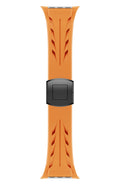 Orange watch strap with black buckle on a white background, Obroi