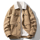 Corduroy Jacket Men Winter Fleece Jacket Coats Casual Solid Cargo Jackets Corduroy Coats Male