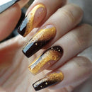 24Pcs Simple Black Golden Glitter Press on Nails Wearable French Manicure Tips Full Cover Gradient Nails