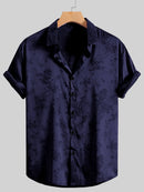 Men's Embroidered Shirt  Short Sleeve Shirt Casual Summer Beach Button Down Shirts