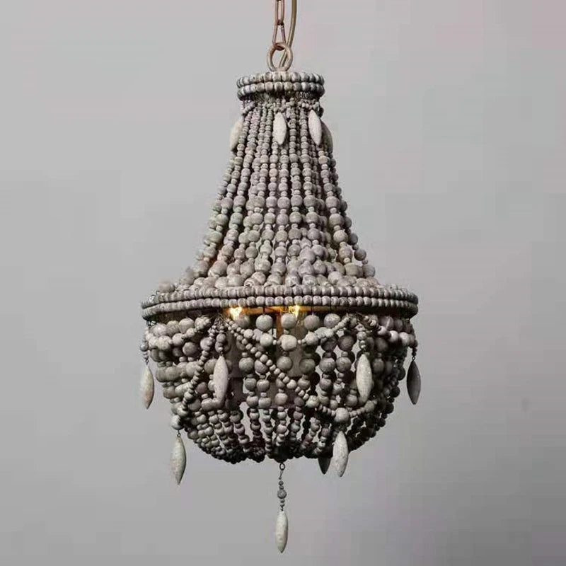 Nordic Wood Beads Bohemia Living Room Dinning Room Chandelier Pendant Lamp