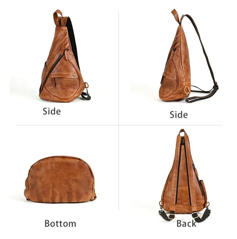 Leather chest bag Retro Horse leather crossbody Tote shoulder bag crossbody bag