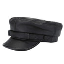 Brown Military Captains Hat Genuine Leather Newsboy Cap Flat Autumn Winter Luxury Designer Sailor Caps