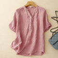 Cotton Linen Short Sleeve Women's Shirt Casual Loose Summer Style T-Shirt Artistic Retro Top