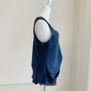 Women Silk Embroidered Satin Set sleeveless tops high waist elastic waist shorts